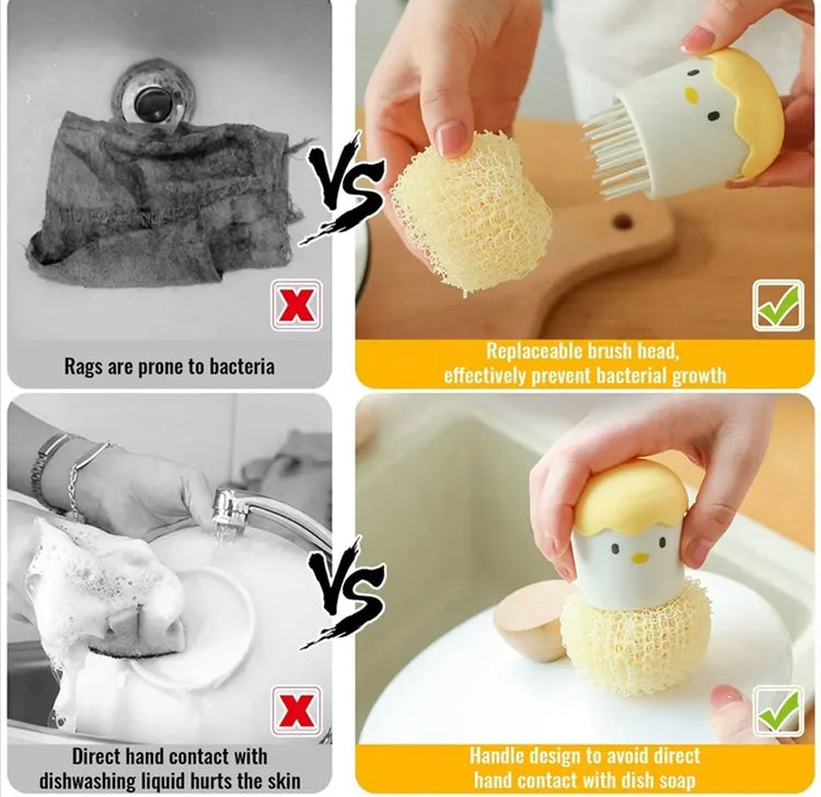 Cute Chick Egg Shaped Kitchen Sponge Holder with Scrubber