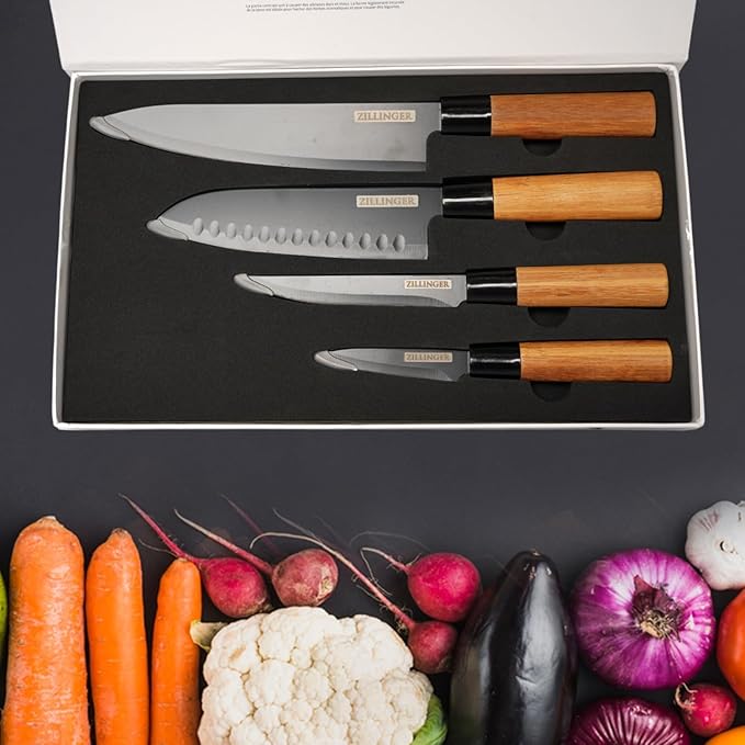 4 Pcs Zillinger Knife Set with Box Packaging