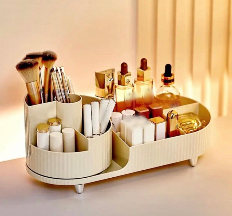 Luxury Cosmetics Makeup Organizer with Rotating Brushes Holder
