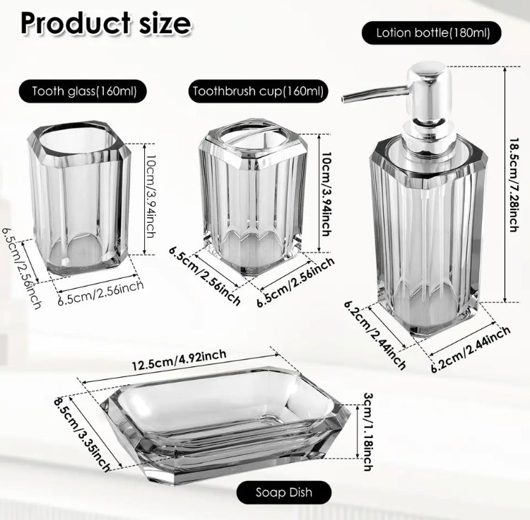 4 Pcs Bathroom Acrylic Set