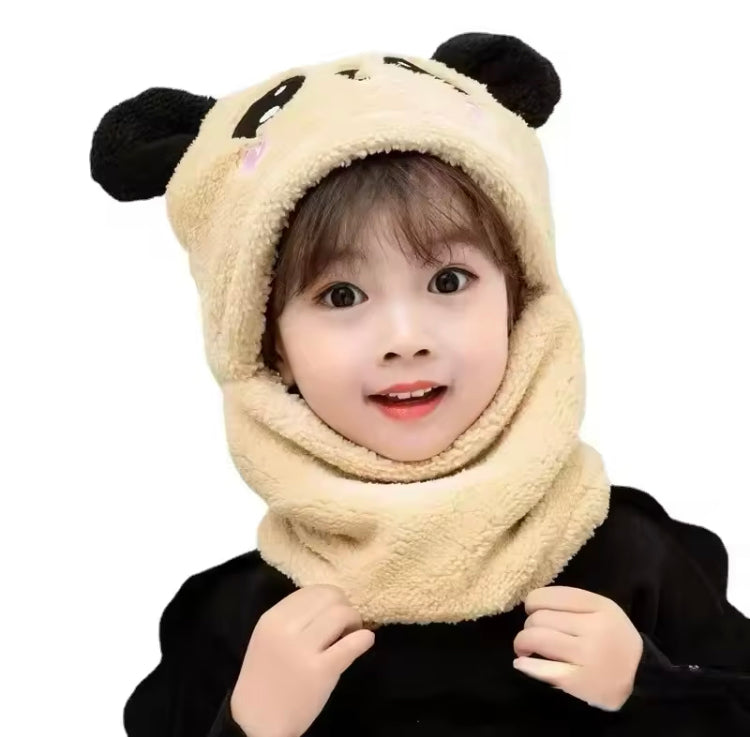 Panda Character Winter Warm Fleece Beanie Caps for Kids