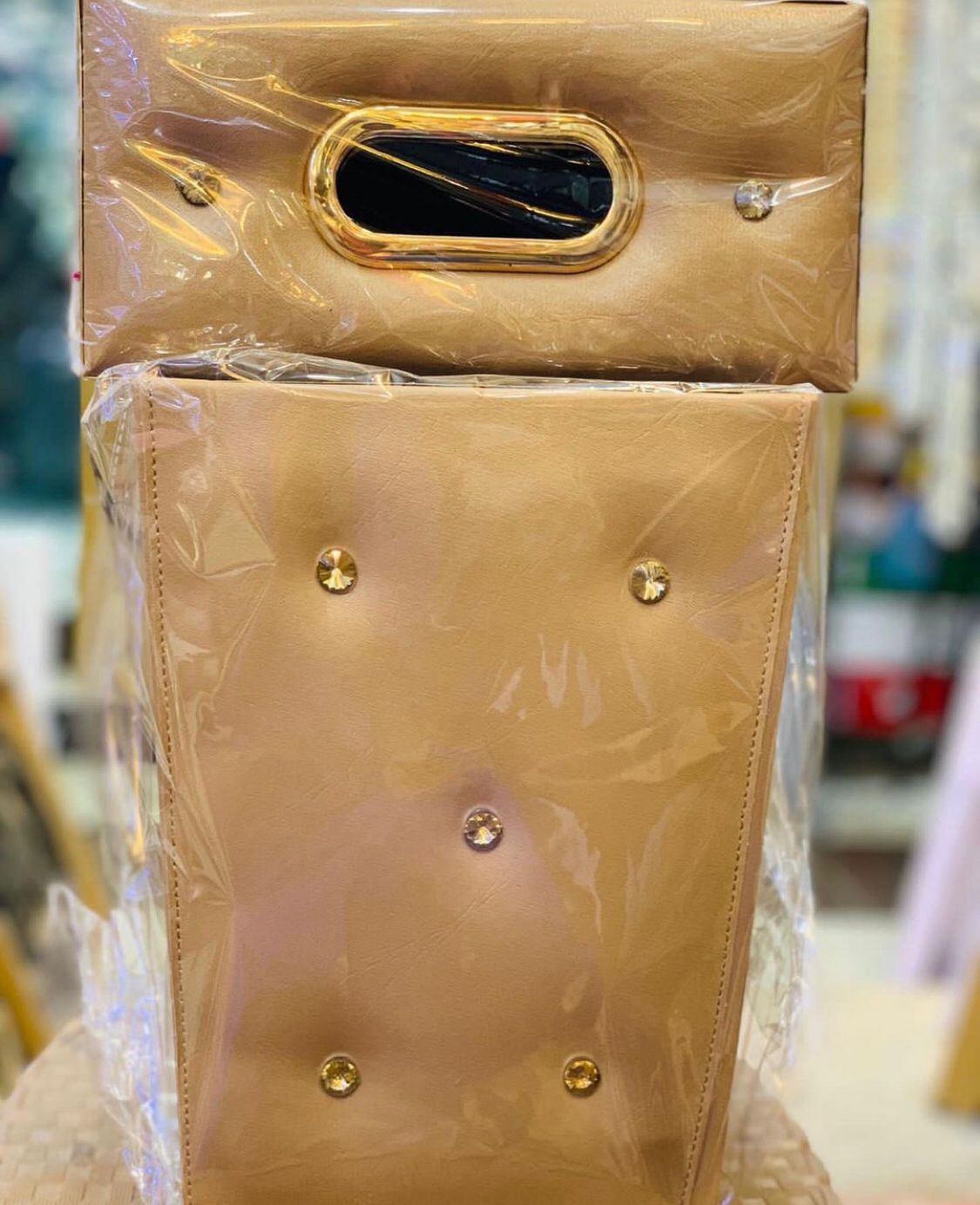 Leather Stone Dustbin & Tissue Box Set
