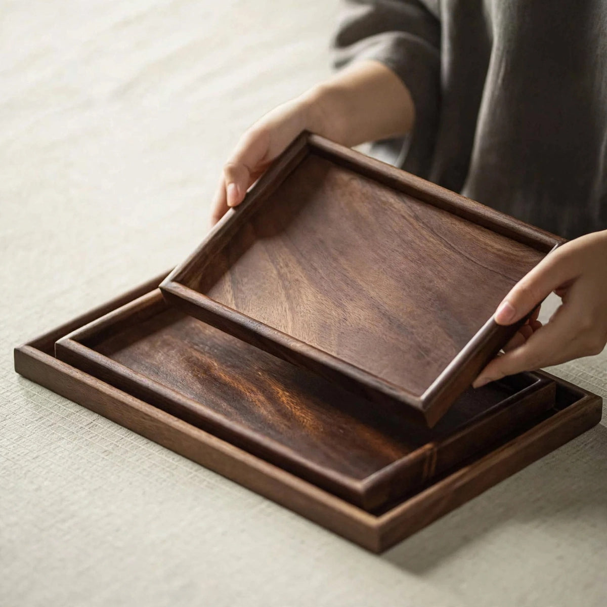 3 Pcs Premium Quality Wooden Trays Set