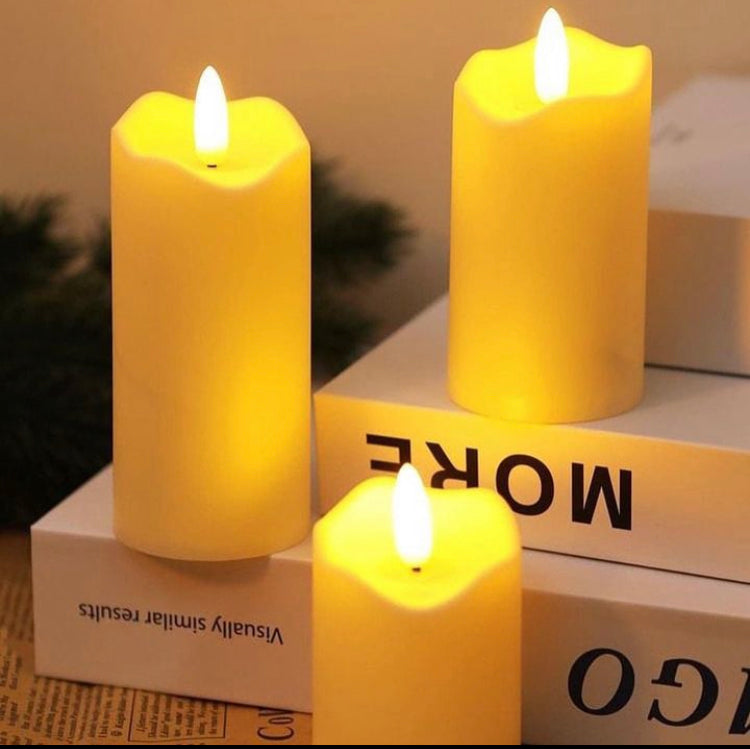 3 Pcs Set Warm LED Candle with moving (Battery Operated)