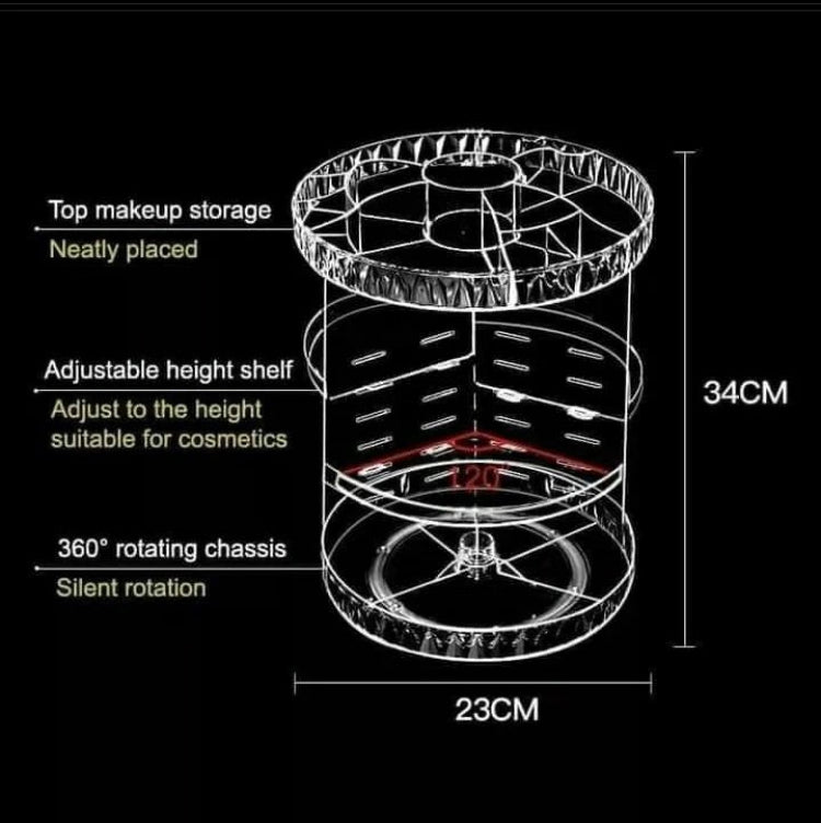 Acrylic 360 Rotating Cosmetics Makeup Organizer (Large Size)