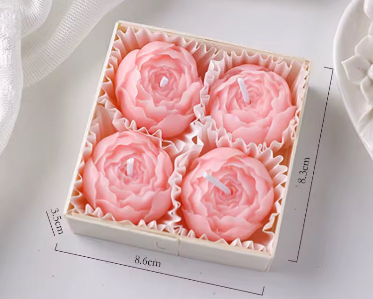 4 Pcs Flower Rose Scented Candles Gift Box