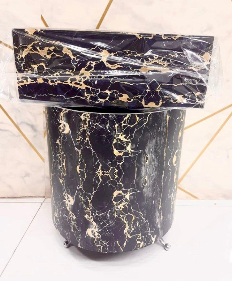 Black with Gold Dustbin & Tissue Box Set