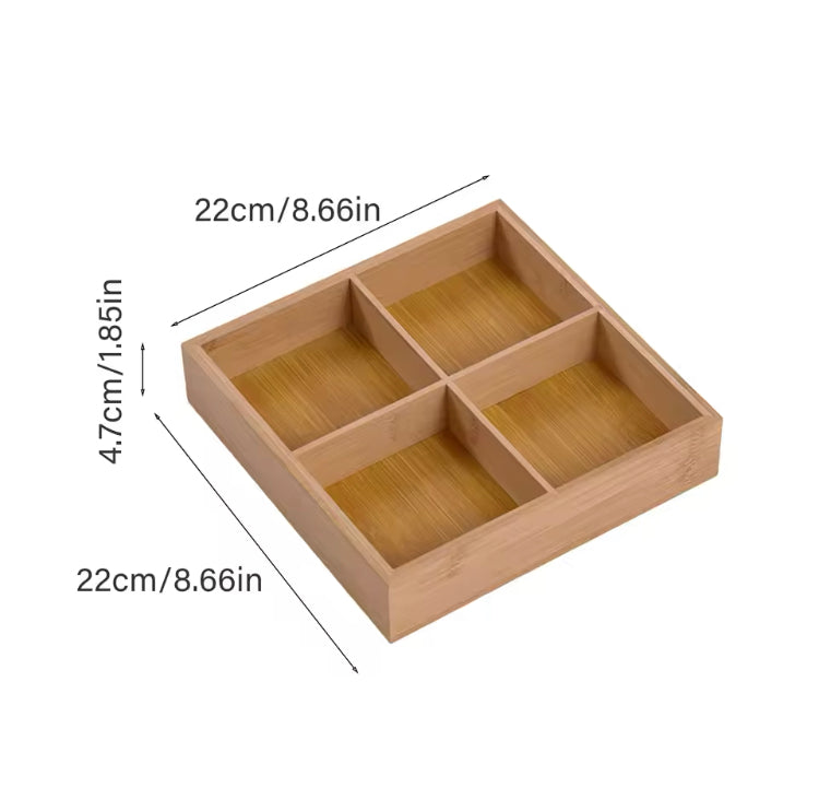 Four Grids Wooden Bamboo Compartment Tray
