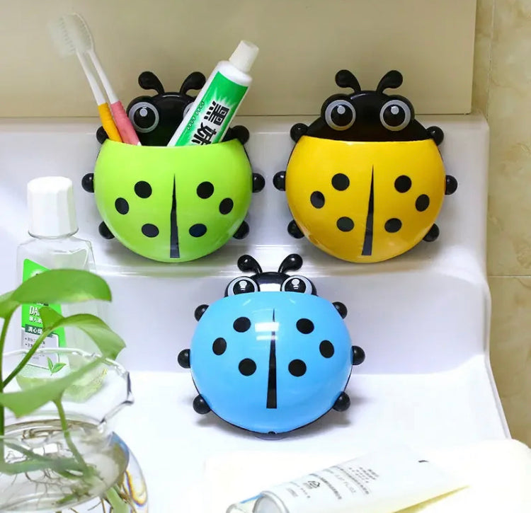 Wall Adhesive Ladybug Shape Toothbrush Toothpaste Holder