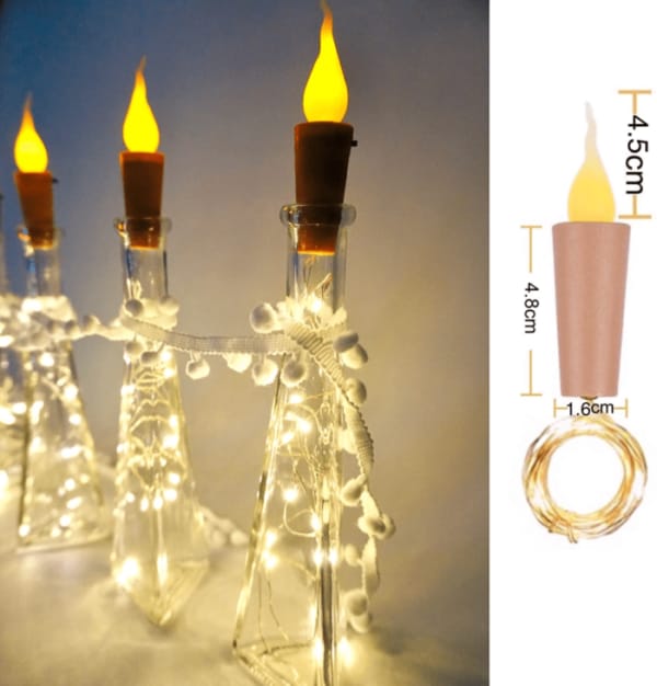 Cork Warm Candle with LED String for Home Decor