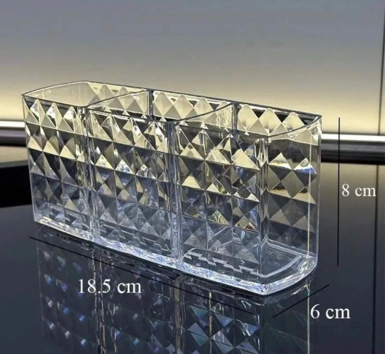Acrylic 3 Grids Multipurpose Cosmetics Brushes Holder