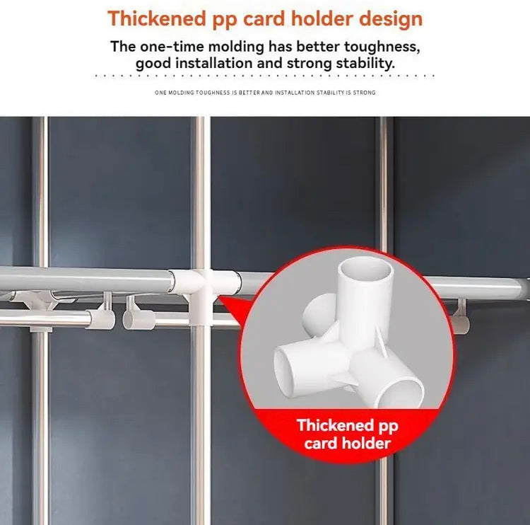 Portable Wardrobe Clothes Storage Rack with Hanging Rails