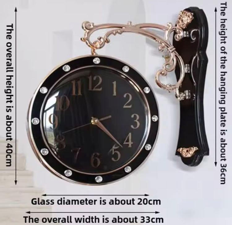 Luxury Double Sided Silent Hanging Wall Clock for Home Decor