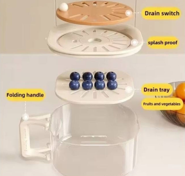 Acrylic Drainer Basket with Foldable Handle