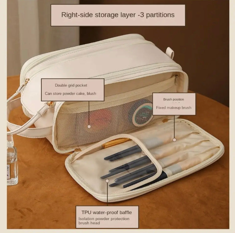 Large Capacity Cosmetic Bag Fashion Portable Wash Bag PU Leather