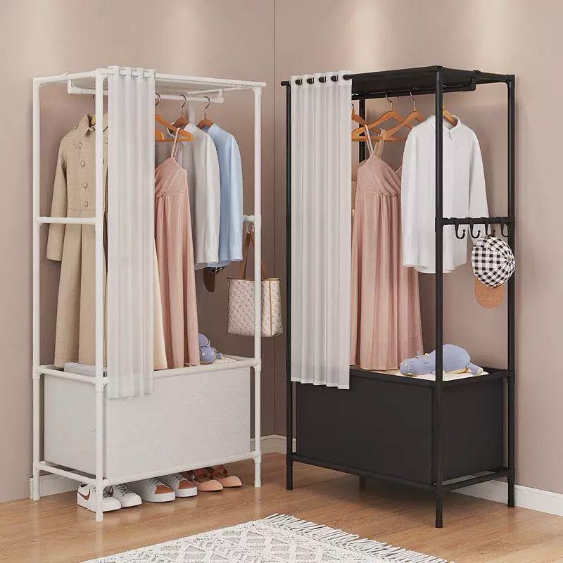 2 in 1 Clothes & Shoe Rack with Dustproof Curtains