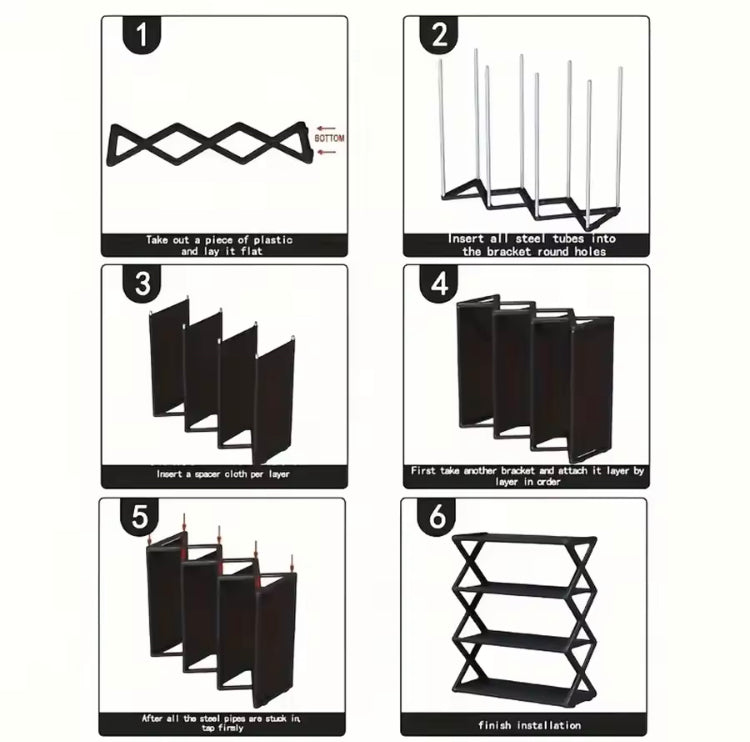 X-Shape Four Layers Shoes Rack