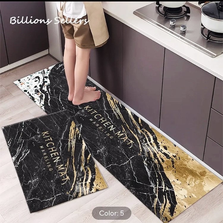 New 2 Pcs Set Non Slip Kitchen Floor Mat Carpet