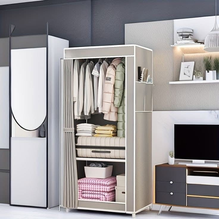 Dustptoof Large Capacity Wardrobe Fabric Floor Standing Multilayer Clothes Hanging