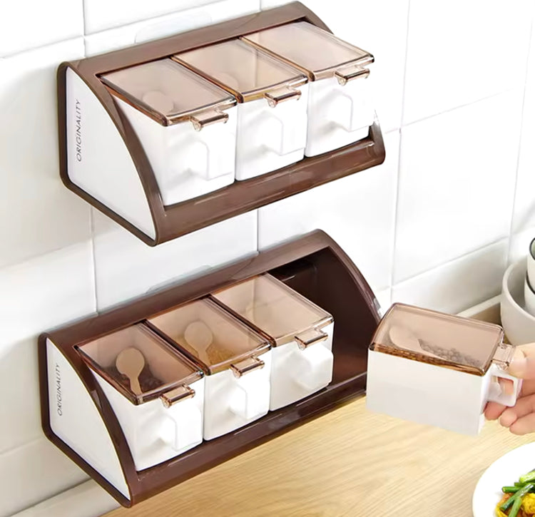 Wall Mounted Four Grids Seasoning Box