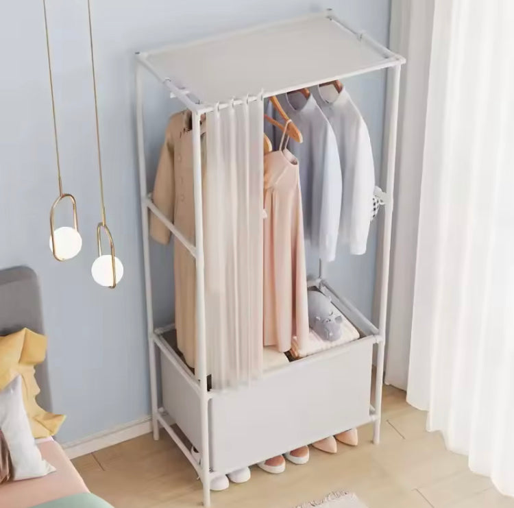 2 in 1 Clothes & Shoe Rack with Dustproof Curtains