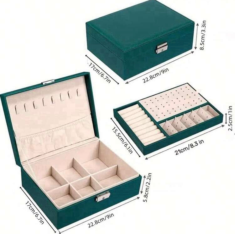 Double Layer PU Leather Jewellery Organizer