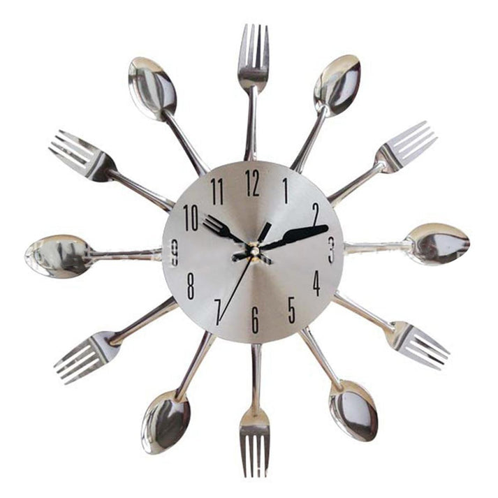 Utensil Style Silver Wall Hanging Clock