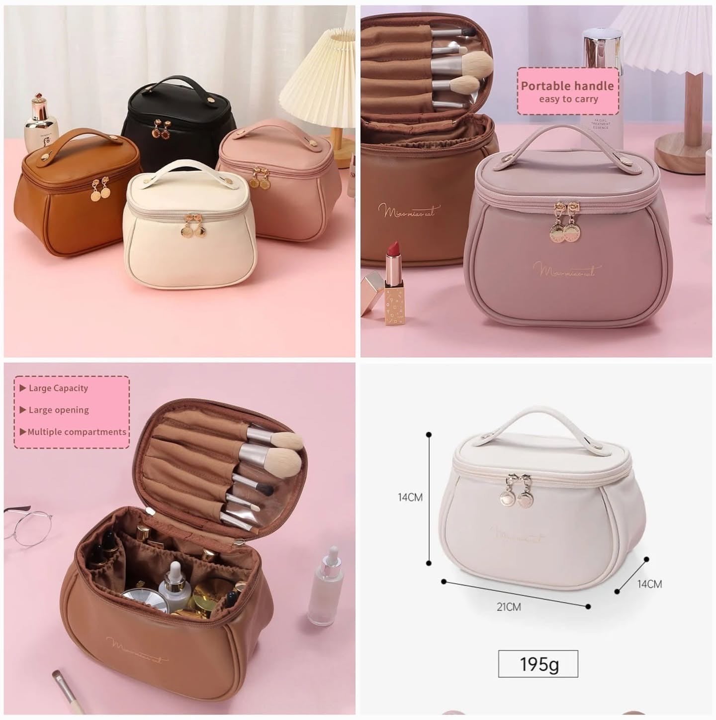 Large Capacity PU Leather Makeup Bag