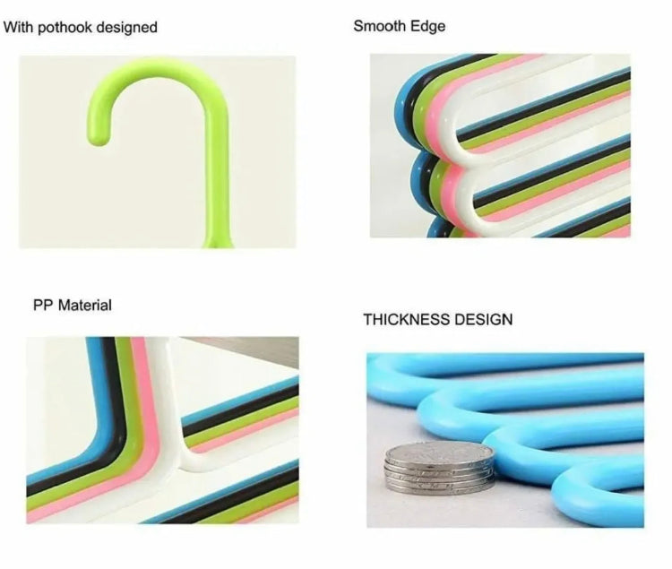 2 in 1 Multipurpose Three Layer & 5 Holes Clothes Hanger