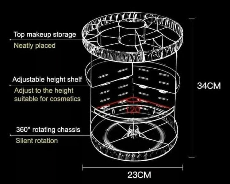 360 Rotating Acrylic Cosmetics Makeup Organizer (Box Packaging)