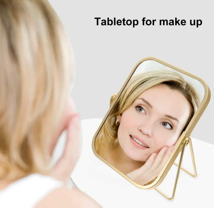 360 Swivel Gold Nordiac Style Dual Sided Vanity Makeup Mirror with Metal Stand