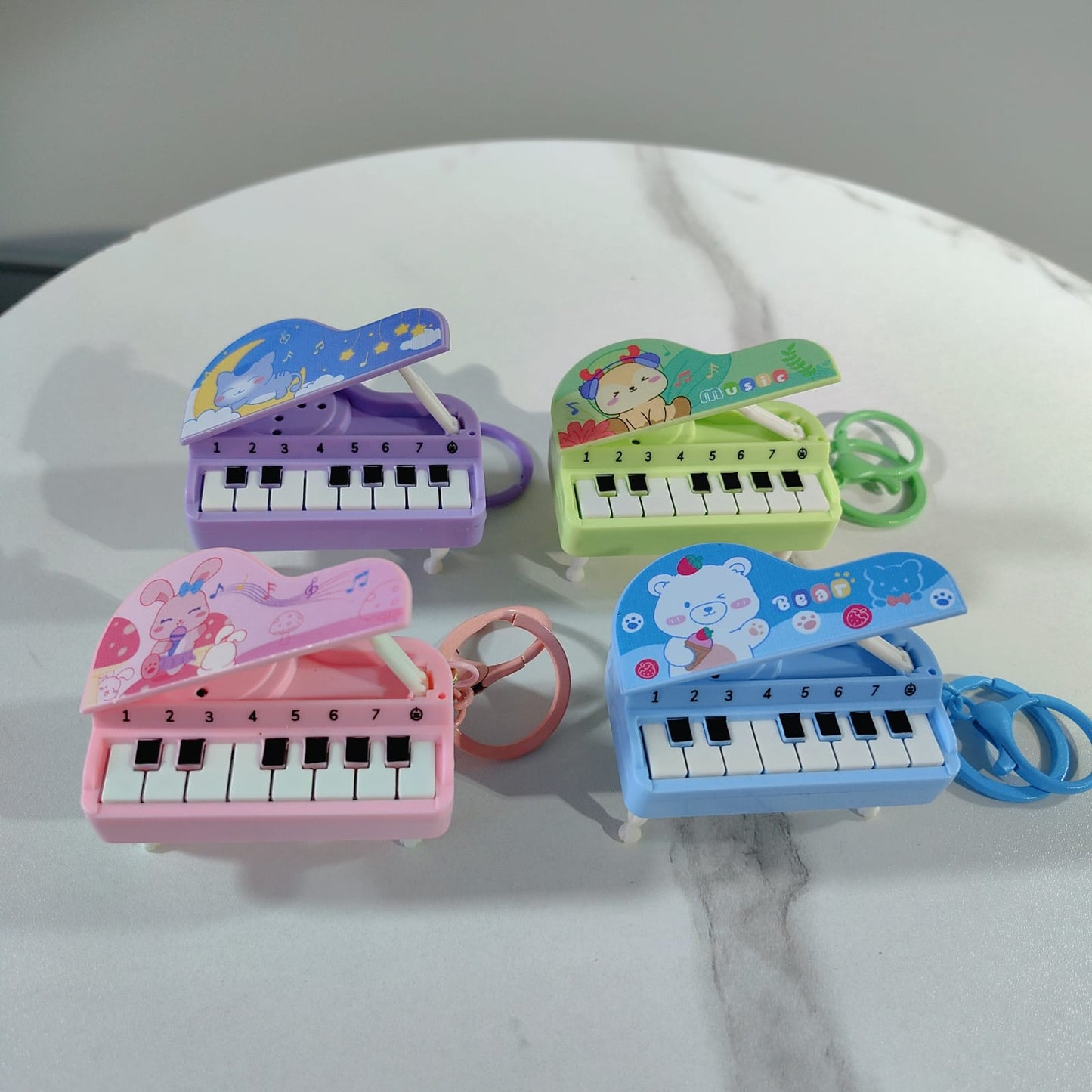 Keychains Alarm Clock, Helicopter, Car & Piano