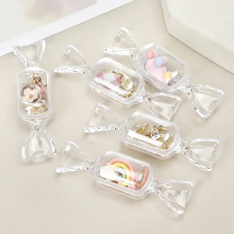 10pcs Set Mini Transparent Candy Jewelry Storage Box Sweet Candy Shaped