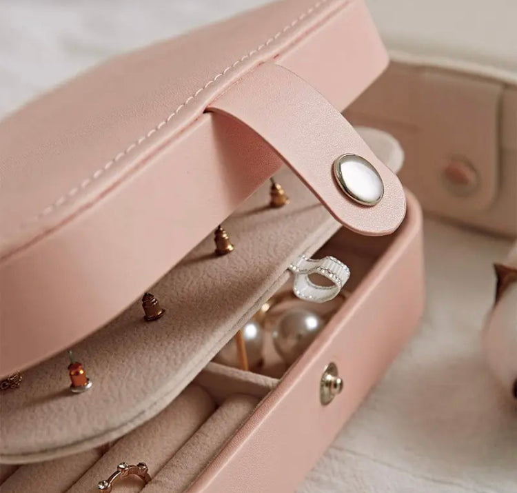 Double Layer Portable Leather Jewellery Organizer