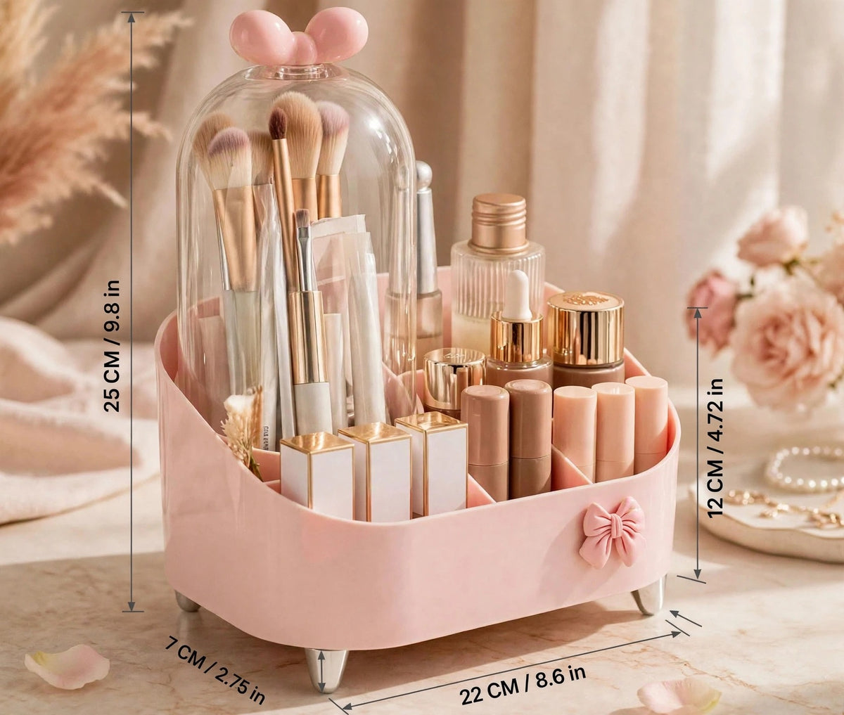 Bow Brushes Holder with Storage Tray