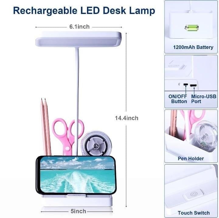 LED Eye Protection Table Lamp with Storage Holder
