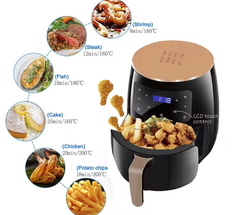 Electric 6 Litres Large Capacity Touch Sensor High Quality Air Fryer