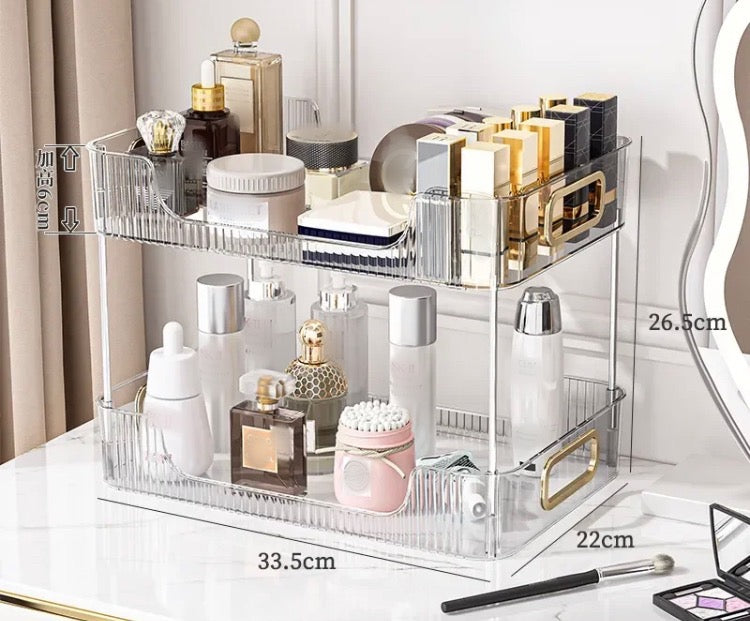 Double Layer Acrylic Cosmetics Makeup Multipurpose Organizer Rack