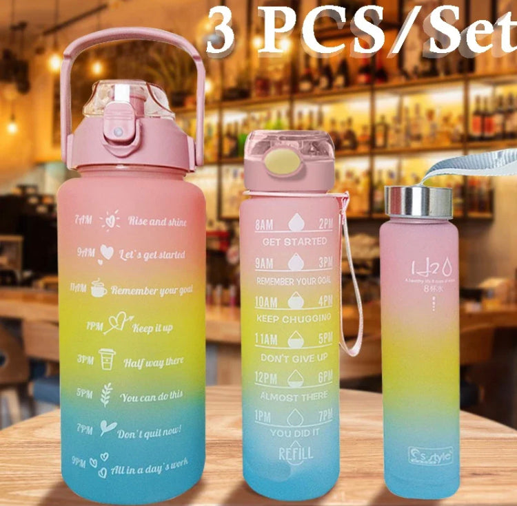 3 Pcs Gradient Colour Large Capacity Water Bottles Set