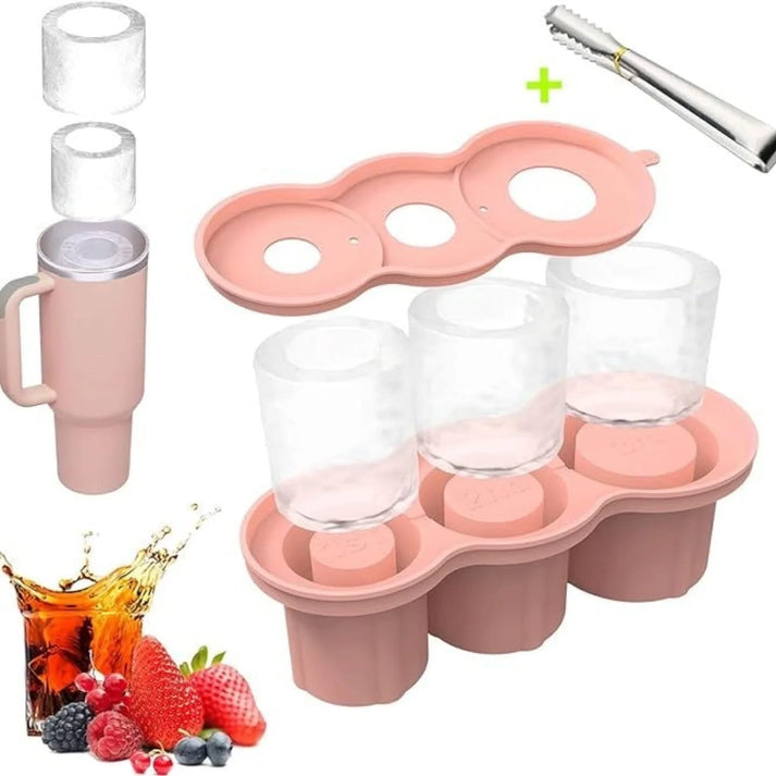 Tumbler Silicone Ice Cube Mould with Steel Tong
