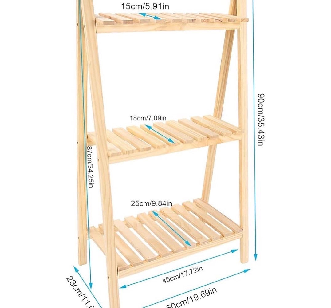 3 Step Wooden Ladder Plant Stand for Decoration