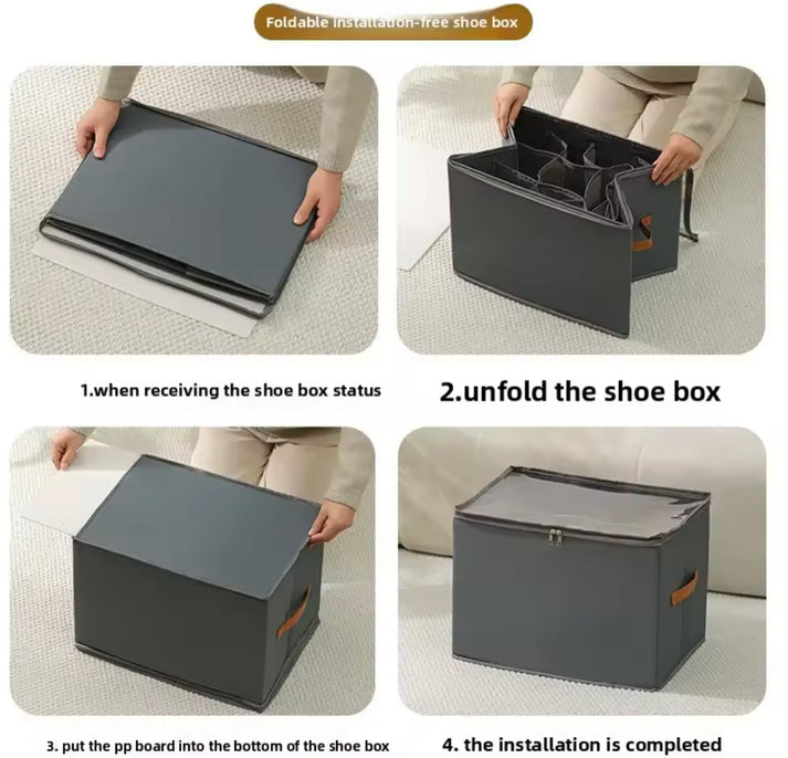 12 Grids Foldable Shoes Storage Box Organizer