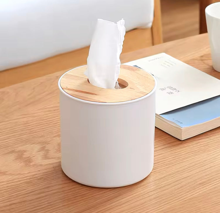 Wooden Cover Round Tissue Box