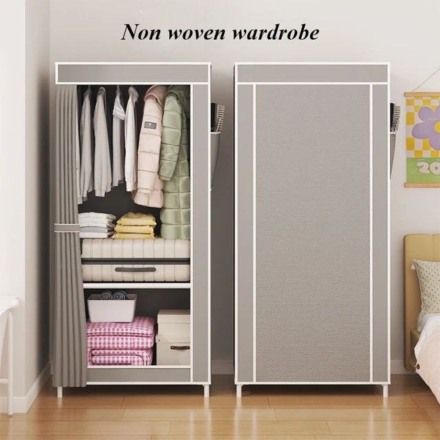 Dustptoof Large Capacity Wardrobe Fabric Floor Standing Multilayer Clothes Hanging