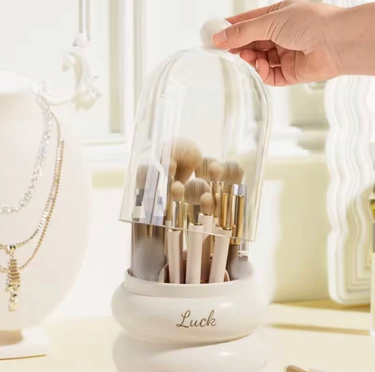 360 Rotating Makeup Brushes Holder with Dustproof Lid