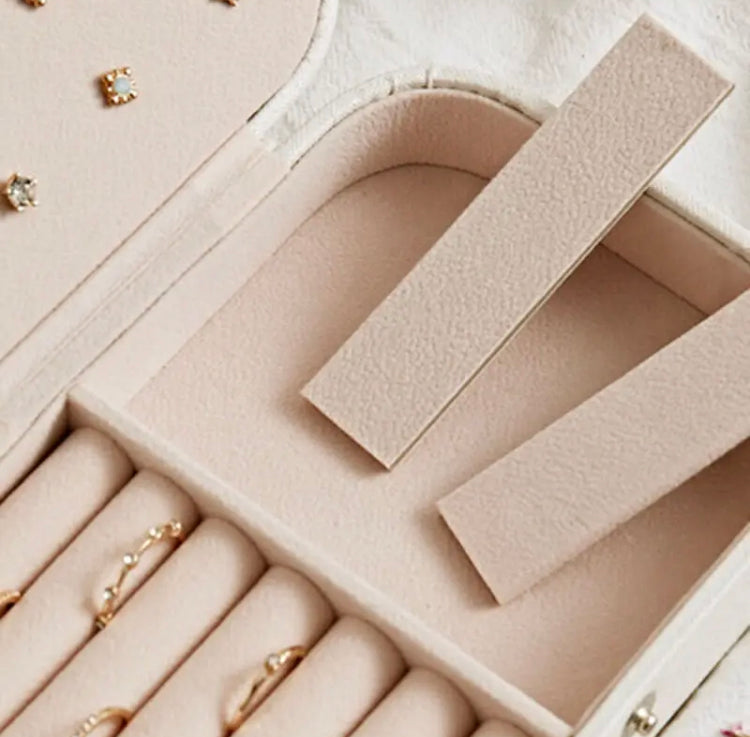 Double Layer Portable Leather Jewellery Organizer