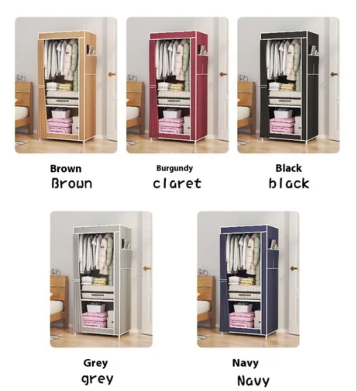 Dustptoof Large Capacity Wardrobe Fabric Floor Standing Multilayer Clothes Hanging