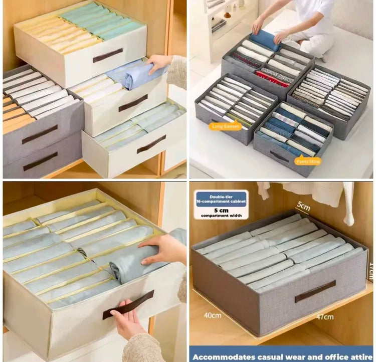 Foldable 16 Grids Drawer Organizer for Jeans & Clothes