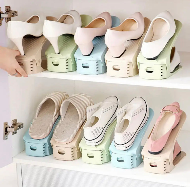 2 Pcs Double Layer Space Saving Shoe Storage Organizer