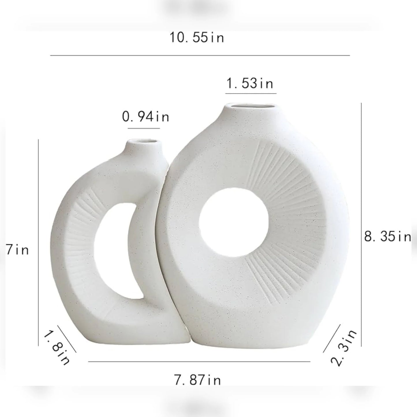 2/Pcs Set Sun & Moon Ceramic Flower Vase for Home Decor